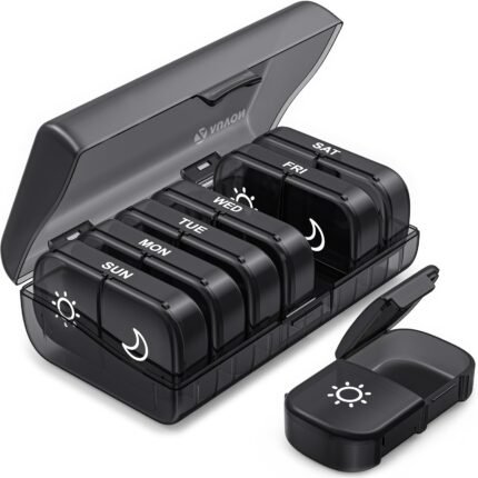 AM PM Weekly Pill Organizer – Travel-Friendly. Large Capacity & BPA-Free