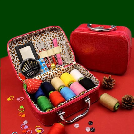[Popular Item] CraftVault Portable Sewing Kit in Faux Leather Case - Random Color