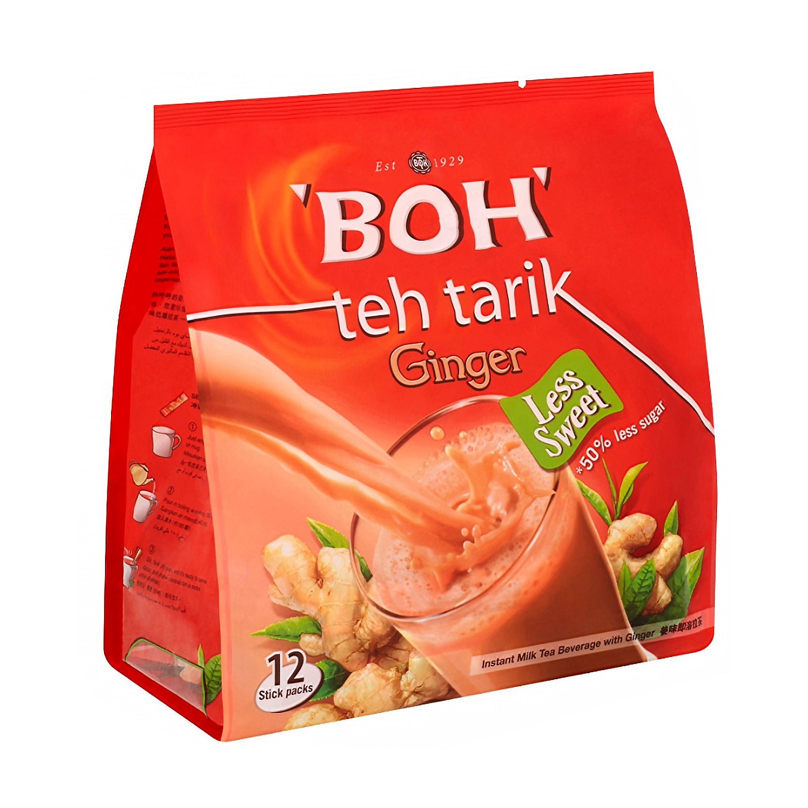 045506-1-1 Boh Less Sweet Teh Tarik Ginger 26g x 12 - Image 1