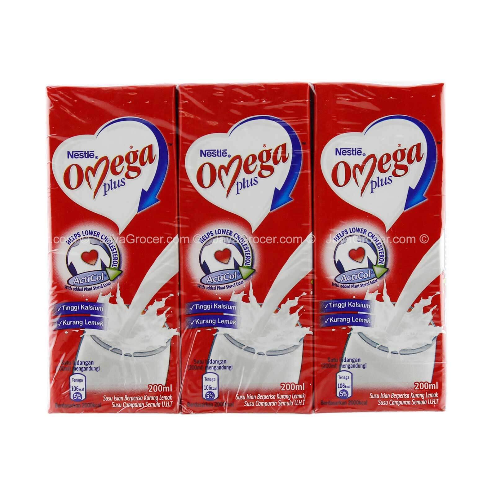 113857-1-1 Nestle Omega Plus Acticol UHT Milk 200ml x 6 - Image 1