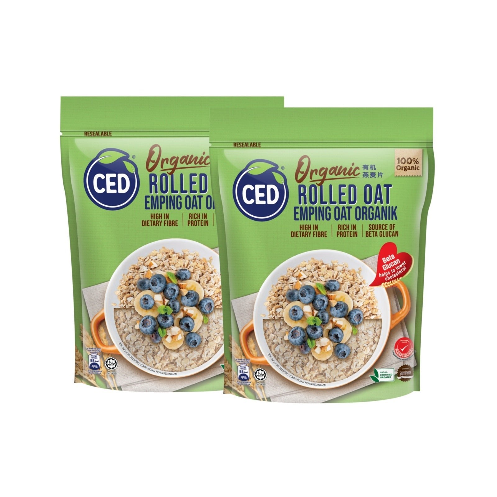 138326-1-1_1e859f46-daaa-4c07-9d30-5b963b0504e5 CED Organic Rolled Oat Regular (Twinpack) 500g x 2 - Image 1